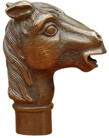 FHUILIJH Bastón de Caballo de Cobre Puro - Mango de bastón - Mango de Cabeza de Caballo Hecho a Mano para bastón,Latón,7cm