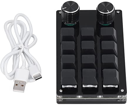 lvifloae Clavier programmable Macro mécanique de Jeu de Clavier Macro sans Fil Macro Pad 12 Touches 2 Boutons Petit OSU Gaming Keyboard DIY Claviers programmables avec câble USB pour Office