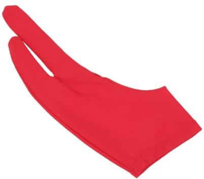 Anneome 2 Pcs Red Two Finger Curved Drawing Gloves Breathable Spandex Anti-fouling Sketch Gloves for Artists Reduce Friction and Protect Graphics Tablet Surface