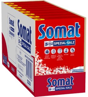 SOMAT Spezial-Salz (8x1,2 kg), Spülmaschinensalz für eine stärkere Geschirrspülleistung, Wasserenthärter für die Spülmaschine wirkt gegen Kalk für glänzende Ergebnisse und eine längere Lebensdauer