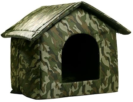 Katzen- und Hundehütte für drinnen und draußen, wind- und regenfest, Oxford-Gewebe, wasserdicht, einfache Installation, lang anhaltende Wärme