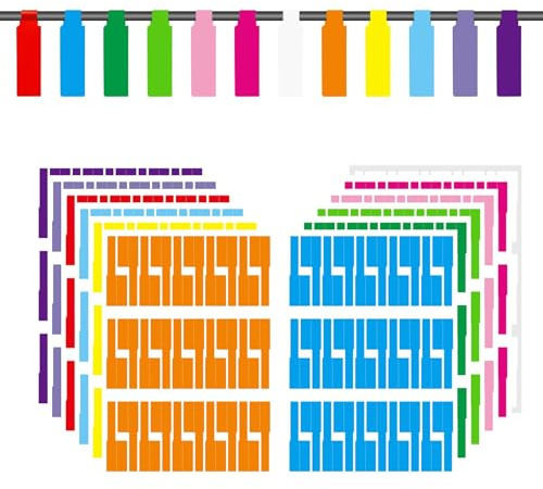 Funalix 360 piezas de etiquetas adhesivas para cables, juego de 12 colores para la gestión y organización de cables