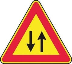 Segnale Triangolare da Cantiere 90 cm – Doppio Senso di Circolazione Fig. 387 – Cartello Rifrangente CLASSE 1