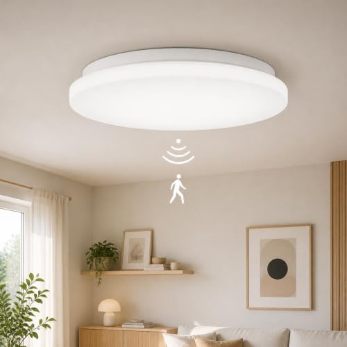 Yeelight LED Deckenleuchte mit Bewegungsmelder Radar, 12W IP44 Wasserdichte Deckenlampe für Badezimmer, 4000K Natürliches Weißlicht, Lampe für Schlafzimmer, Flur, Garage und Dachboden Ø26cm
