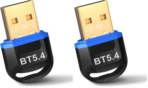 Hoppac Dongle Bluetooth 5.4, Cle Bluetooth pour PC, Faible Latence, Adaptateur Bluetooth USB, Compatible avec Windows 11/10/8.1/7, pour Casque, Souris, Clavier, Imprimantes (Lot de 2)