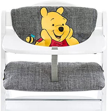 hauck Disney Sitzkissen Kompatibel mit Alpha+, Beta+ und Arketa Holzhochstuhl Highchair Pad Deluxe, Einfache Befestigung mit Klettverschluss, Maschinenwaschbar (Pooh Grey)