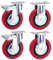 125mm Polyurethane Swivel Braked & Fixed Casters (RED PU) - HEAVY DUTY - Furniture, Appliance & Equipment Wheels by Bulldog Castors - Max 500Kg Per Set