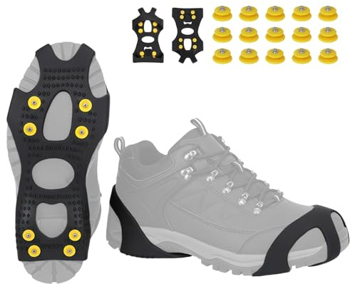 ALPIDEX Crampons Antidérapants Chaussures Pointe Recharge Glace Neige Traction Crampons Bottes Hiver, Taille:S