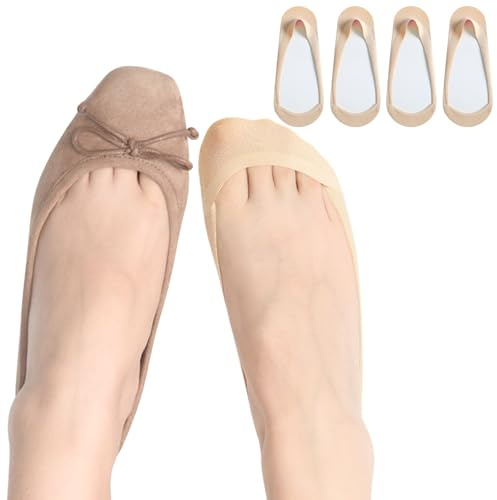 Soxbang Womens TRULY No Show Socks for Flats Heels Non Slip Cotton Ultra Low Cut Liner Socks(4-Nude,5-7.5)