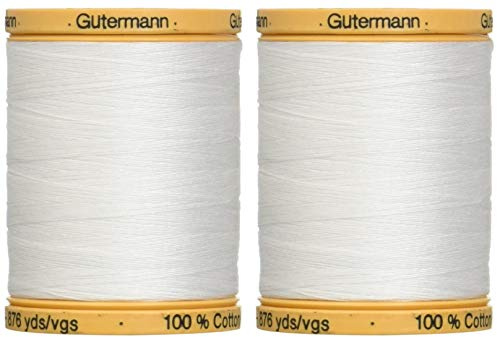 Gütermann Natürliches Baumwollgarn, einfarbig, in verschiedenen Farben erhältlich, baumwolle, weiß, 2er-Pack