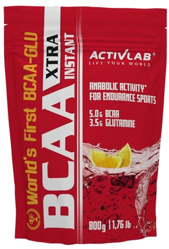 Activlab BCAA Xtra INSTANT 800g, Aminosäuren 2:1:1, 5000mg, 3,5g Glutamin, vor und nach dem Training, Muskelregeneration, 50 Portionen, Zitrone