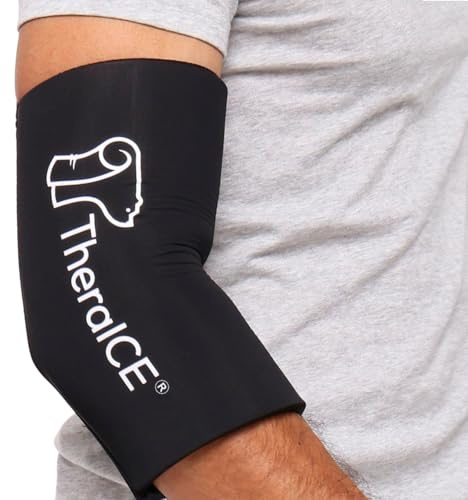 TheraICE Elbow Ice Pack Wrap Compression Sleeve for Injuries Reusable Gel Arm Cold Packs | Tennis Elbow Golfers & Cubital Tunnel, Tendinitis Pain Relief | Plus Shin Splints, Calf Strain | Women & Men