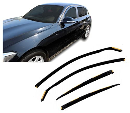 J&J AUTOMOTIVE Heko Déflecteurs d'air et de Vent pour BMW Série 1 F20 5P. Berline 2011-2019, Lot de 4pcs, Teintés, Avant et Arrière, Aérodynamique