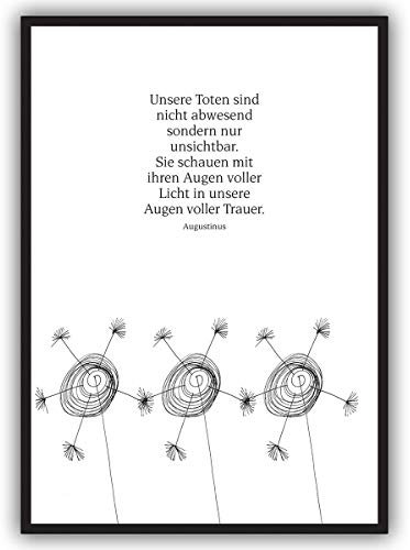 Kartenkaufrausch 16 Stück: Edle grafische Trauerkarte Augustinus: Unsere Toten sind nicht abwesend • würdevolle Beistandskarte um im Sterbefall in tiefer Trauer zu kondolieren