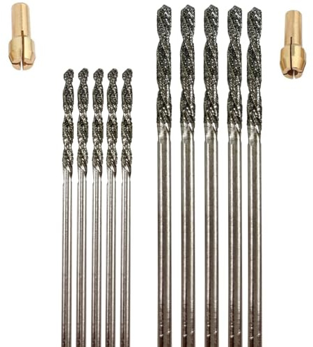 Lot de 10 forets diamantés 1,5 mm 2 mm pour bijoux, plage, verre, mer, coquillages, pierres précieuses, 10 pièces de 1,5 mm et 2 mm 5 pièces de chaque. Drilax Kit d'embouts torsadés