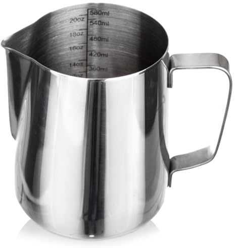 Orion GROUP bricco per latte, latte Pitcher 580 ml/20 oz, brocca per latte con doppia bilancia integrata, caraffa per latte in acciaio inox 304 (18/8)