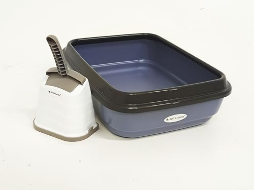 Katzentoilette offen mit Rand 40x50x15 cm Set Streuschaufel und Behälter 100% Recycling Material! Petrol