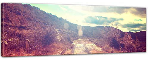 Bilderdepot24 Wandbild - Alte Landstraße 90x30 cm einteilig Panorama - Leinwandbild Bild auf Leinwand - Roadtrip Natur