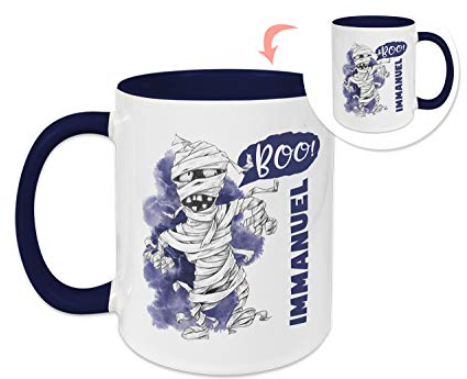 GRAZDesign Kindertasse mit Namen, Tasse Kinder, personalisierte für Junge Trinkbecher Kindergeschirr Kinder Becher Dunkelblau, Keramik BPA-frei, 330ml Motiv Mumie