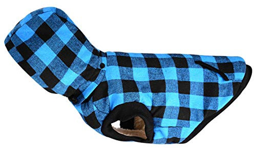 DAIHAN Haustier Jacke Hundebekleidung Winterwärmer Gesteppte Hundemantel Fleece Hund Hoodie Warm Kleidung Mantel Hundeweste für Kleine Hunde,Blau,3XL