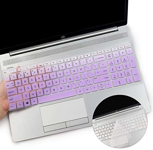 2PCS Keyboard Cover for HP 15.6 Laptop 15-dw 15-dy 15-ef 15-db 15-da 15-bs 15-bw 15t 15z 15-dy5033dx 15t-dw300, HP 17.3 Laptop 17-by 17-bs 17-bw 17-ca 17-by1053dx 17-by4061nr-OPurlple+Clear