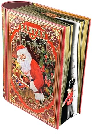 MediMuc Große Buchdose Santa´s List - aufwändig geprägt und bedruckt. Der Weihnachtsmann bereitet sich vor - Vol. 3,0l - Maße: (L x B x H): 24,5 x 21,3 x 9,0cm