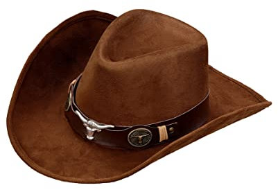 horror-shop Faschings Cowboy Hut Braun Wildlederoptik