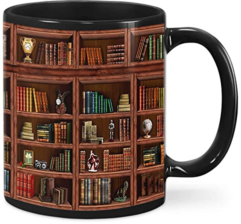 Gokruati 330ml Bibliothek Bücherregal Reisebecher,Teebecher Milchbecher Porzellan Knochenbecher Einzigartige Kaffeetassen mit Henkel für Kakao und Glühgetränke