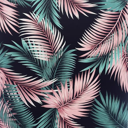 Arthouse Miami Tropics Navy Blue & Green Wallpaper, Exotic Design with an Array of Greens on a Rich Navy Background, 921407