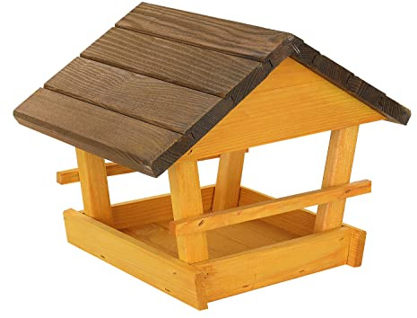Vogelhaus, Futterhaus, Vogelhäuschen, Vogelhaus wetterfest aus Holz,Futterhaus für Wildvögel Vogelfutterhaus für den Garten, Balkon (Gelb)