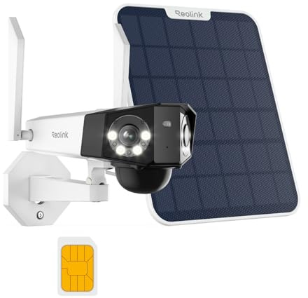 Reolink 4K 3G/4G LTE Überwachungskamera Solar mit SIM Karte, 180° Paranoma, Dual-Lens, Kamera Outdoor Kabellos ohne WLAN mit Akku, KI-Erkennung, 30m Farbnachtsicht, Duo 2 LTE+Solarpanel