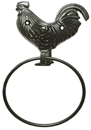 Chicken Bathroom Towel Holder Ring Black Cast Iron Toilet