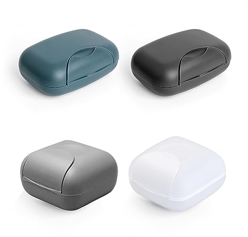 TAFACE Lot de 4 Porte-Savon de Voyage Portable, Étanche et Anti-Fuite, Boîte Avec Couvercle, 4 Couleurs