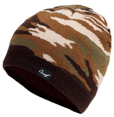 OTTERSHELL Bonnet unisexe imperméable pour homme et femme – Bonnet d'hiver chaud avec doublure en polaire douce, idéal pour la course, le ski, le snowboard., Camouflage - Marron, taille unique
