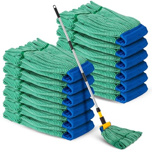 Hushee Confezione da 6 teste per mocio in microfibra grandi, 510 g, resistenti, per uso commerciale e industriale, riutilizzabili, lavabili in lavatrice, con estremità ad anello, per pavimenti in