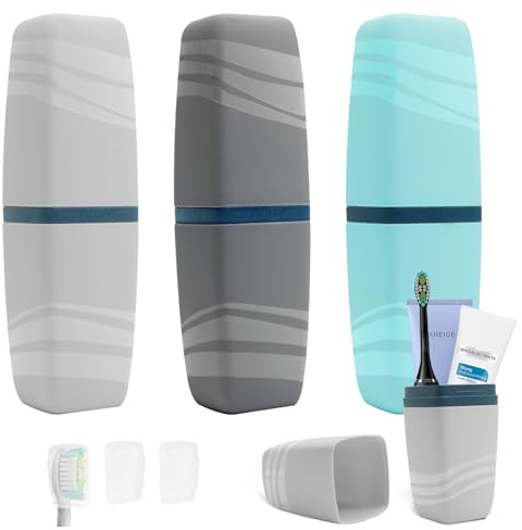 Pumuky Etui à Brosse à Dents de Voyage - 3 Pièces Boîte Portable Pour Le Camping, L'école, Le Quotidien (3 Couleurs)