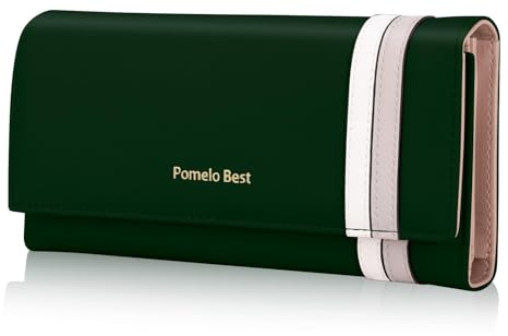 Pomelo Best Portefeuille pour Femme en Cuir Synthétique avec Bloqueur RFID avec de Nombreux Compartiments pour Cartes et Porte à Monnaie, Classique (Verte)