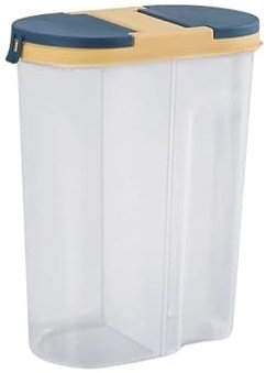 Boîte de rangement à Double grille, pot de céréales en plastique de cuisine for pâtes et riz, boîtes d'organisation, conteneurs de stockage des aliments scellés ( Color : L Blue storage box )