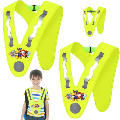 LUKIUP 2 PCS Gilet Reflechissant en V Enfant, Gilet de Sécurité pour Enfants, Gilet de sécurité haute visibilité avec bande élastique, Unisexe, pour Débutants à L'école Protection, le cyclisme