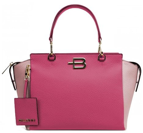 Baldinini Trend Élégant sac à main pour femme en cuir de veau texturé fuchsia, fuchsia