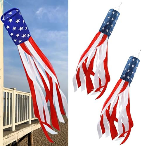 mdgfge Flagge bestickt Sterne Streifen Windsack Farbdruck 4. Juli patriotische Wetterfahne Garten Outdoor Dekoration