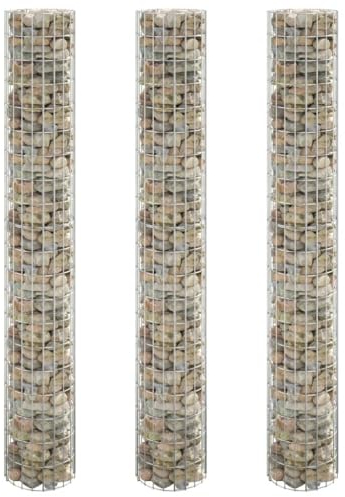 Baziroo Set Runde Gabionen-Hochbeet Verzinkter Stahl 30x200 cm Silbern Blumen Pflanzkübel Gartenbeet Steinkorb Garten Gabionenkorb Gabionen Pflanzkübel Hochbeet Metall Raised Bed Hochbeet Füllung