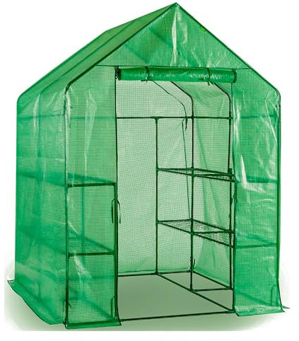 Panana Greenhouse Grow Green House 4'8 x4'8Walk In Plastic Plant with 6 Shelves Plant With PE Cloth Cover for Garden and Outdoor Roll up Zip Panel Door (195cm x143cm x 143cm)
