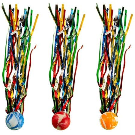 AOEVUIR 3 Hüpfbälle für Kinder Mit Farbige Band Kindergeburtstag Hüpfball Kids Springbälle Spielzeug Gastgeschenk Kindergeburtstag Buntes Flummi Party Beschäftigung Geburtstagstüten(Zufällige Farben)