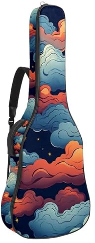 Schöne Akustikgitarrentasche für 40/41/42 Zoll Gitarre, wasserdicht mit mehreren Taschen, bunte Wolken, mehrfarbig, 42.9x16.9x4.7 in, Gitarrentasche