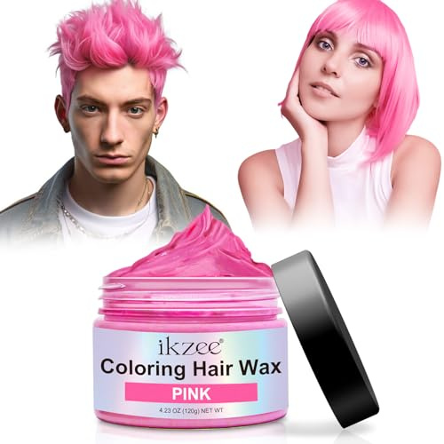 Temporäre Haarfarbe, 120g Haarfarbe Auswaschbar Hair Wax Color Haartone für Männer Frauen, Haarfärbemittel Wachs für DIY, Party, Cosplay, Halloween (Rosa, 120g)