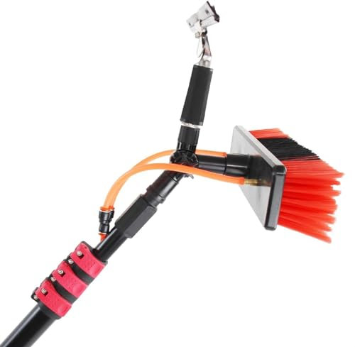 DMMFTERL Window Cleaning Brush Water Fed Pole Kit,3.6-11M Length Window Cleaning Poles,Aluminum Outdoor Window Cleaner,Extendable Telescopic Pole Water Fed Brush Spray Washer For Window Glass/Solar P