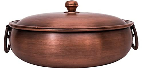 Extra Thick Copper Hot Pot Handmade Household Induction Cooker Pure Copper Pot Vintage Shabu Shabu Simmering Soup Copper Basin(38cm)
