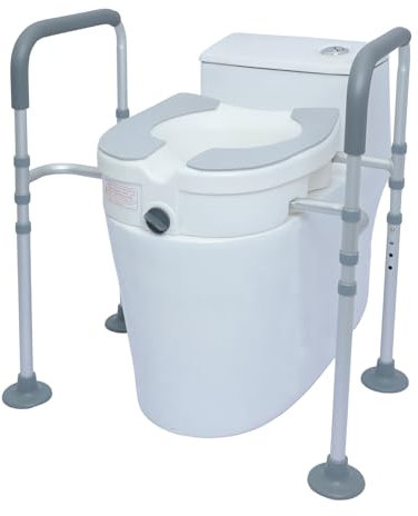 ZhaoCo Rehausseur WC avec Accoudoir (10 cm Hateur), Siège de Toilette Surelévé pour Personnes âgées, Rehausseur de Siège de Toilette