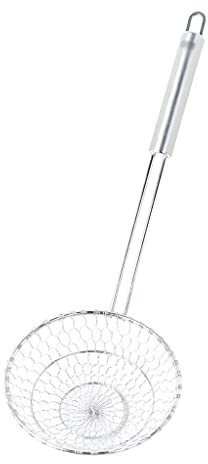 CHFYIJYHM Cuchara ranurada Espumadera de cocina Colador para pasta Espumadera de acero inoxidable, colador pequeño Colador de cocina 9.8× 4.9 pulgadas Utensilios de cocina Filtros para cocina Cu